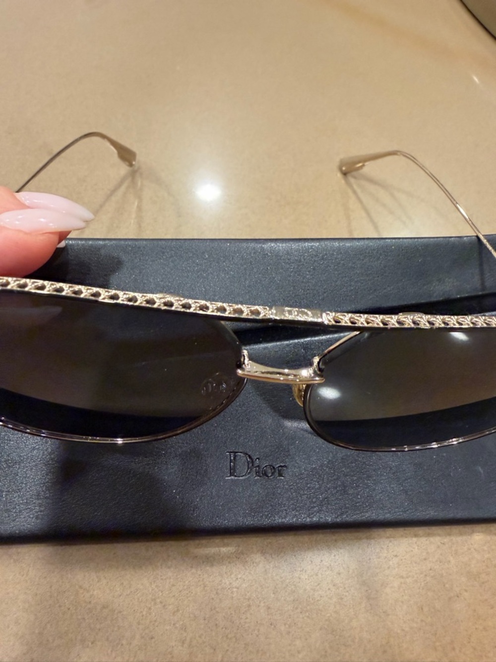 Dior Men's Gold Frame with Black Lenses Pilot Sunglasses - Picture 2 of 6